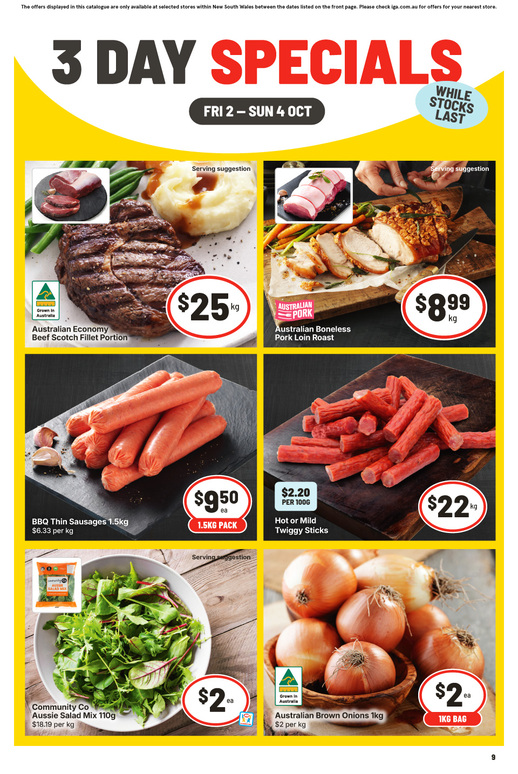 3 Day Specials page 1 of 3