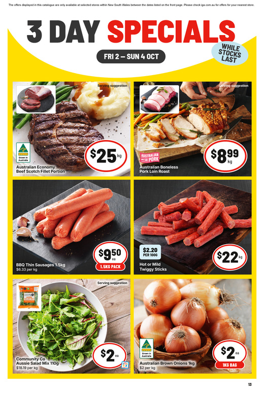 3 Day Specials page 1 of 4