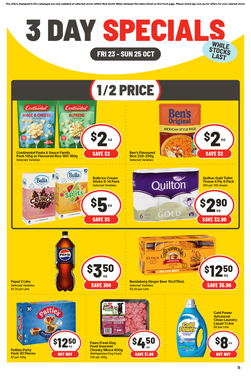 3 Day Specials page 1 of 1
