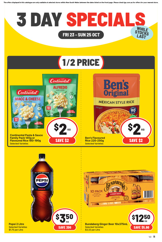 3 Day Specials page 1 of 2