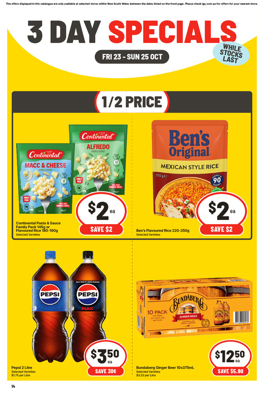 3 Day Specials page 1 of 2